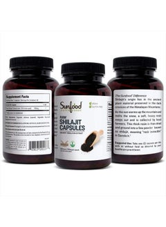 sunfood superfoods Sunfood Raw Shilajit Capsules. Potent Adaptogenic Herb. 100% Pure: No Fillers, Additives or Preservatives. Hand Harvested from High Altitude Himalayan Mountains. 500 mg Capsules. 90 Count Bottle  - Image 2