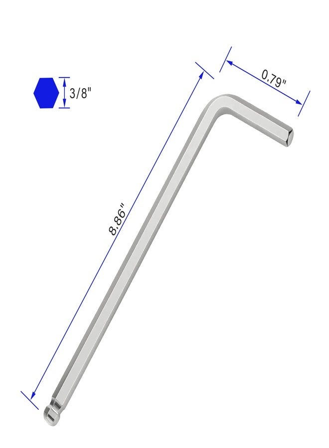 FOCMKEAS 3/8" Ball End Hex Key Allen Wrench, SAE Internal Hexagonal, Wrench L Shaped Long Arm Repairing Tool, CR-V - Image 2