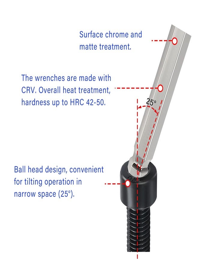 FOCMKEAS 3/8" Ball End Hex Key Allen Wrench, SAE Internal Hexagonal, Wrench L Shaped Long Arm Repairing Tool, CR-V - Image 5