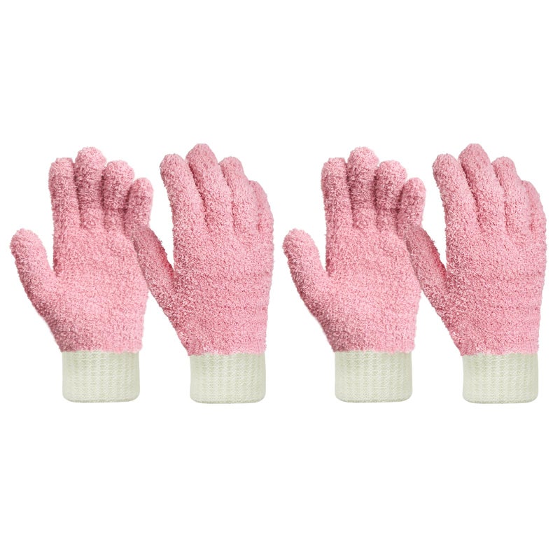MIG4U Microfiber Dusting Gloves House Cleaning Glove for Blinds Windows Shutters Furniture and Car Reusable LintFree Pink 2 Pairs SM