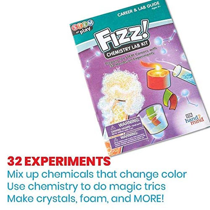 hand2mind Fizz Chemistry Science Kit for Kids Ages 8-12, 32 Science Experiments and Fact-Filled Guide, Make Your Own Foam and Crystals, Educational Home Learning, Homeschool Science Kits - Image 2