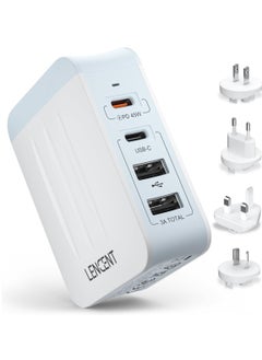 Lencent 45W Multiple Usb Wall Charger 2 Pd Type C 2 Usb Travel Power Adapter All In One Worldwide Cellphone Charger With Uk Us Eu European Australia International Block Cube Plug For Iphone Laptop  - Image 1