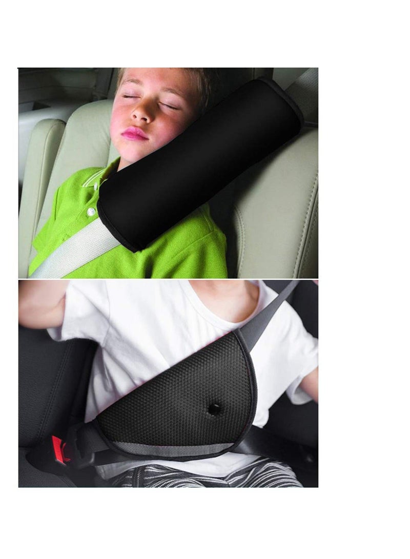 MixColours Seat Belt Adjuster and Pillow with Clip for Kids Travel, Neck Support Headrest Seatbelt Pillow Cover & Seatbelt Adjuster for Child, Car Seat Strap Cushion Pads for Baby Short People Adult - Image 2