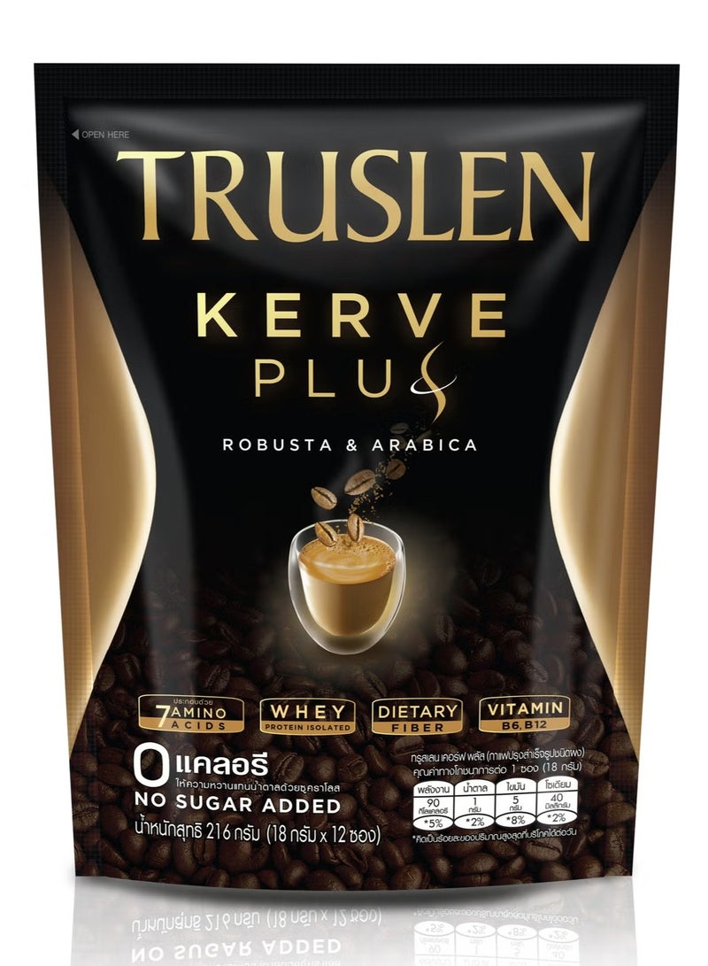Truslen Kerve Plus Robusta & Arabica Coffee – 12 Sachets with Whey, Fiber & Amino Acids - Image 2