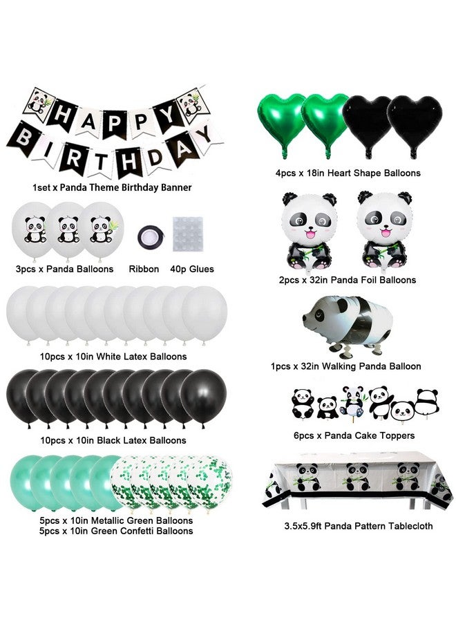 Finypa 65Pcs Cute Panda Party Supplies For Girls Panda Happy Birthday Banner Panda Balloons Cupcake Toppers Tablecloth For Kids Boys Girls Panda Theme Birthday Party Baby Shower Party Favor Decorations - Image 3