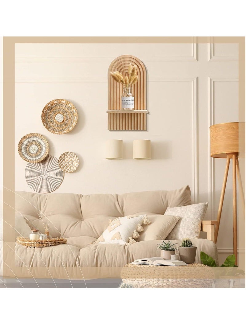 WALALLA 2-Pcs Boho Wood Wall Hanging Shelves, Arch Decor Shelf, Home Floating Storage Shelf, Bohemian Display Shelving, Wall Decor Rack for Home, Office - Image 4