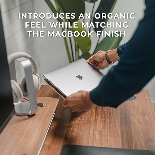 HumanCentric Laptop Riser for Desk in Black Walnut Wood Top and Space Gray Aluminum Base, Compatible with MacBook and Other Laptops Up to 16 Inches, Ergonomic Computer Holder, 25-Degree Angle Tilt - Image 4