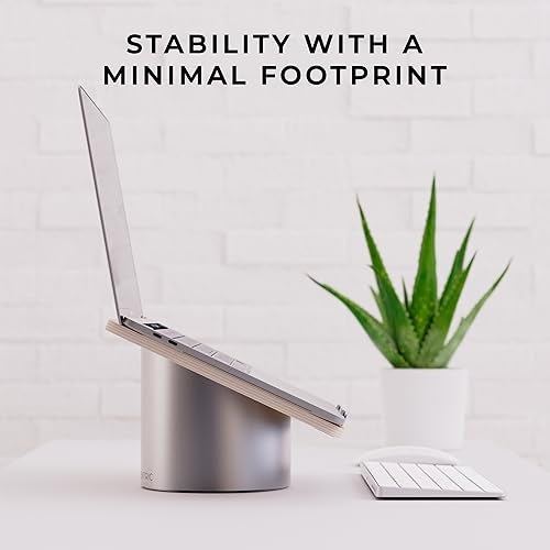 HumanCentric Laptop Riser for Desk in Black Walnut Wood Top and Space Gray Aluminum Base, Compatible with MacBook and Other Laptops Up to 16 Inches, Ergonomic Computer Holder, 25-Degree Angle Tilt - Image 5