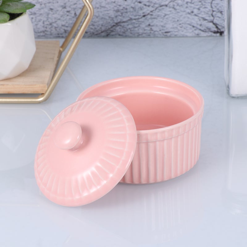 2pcs Ceramic Baking Bowl Heat Resistance Bowl Pudding Jelly Cup Dessert Small Bowl for Home Kitchen with Lid ( ) - Image 1
