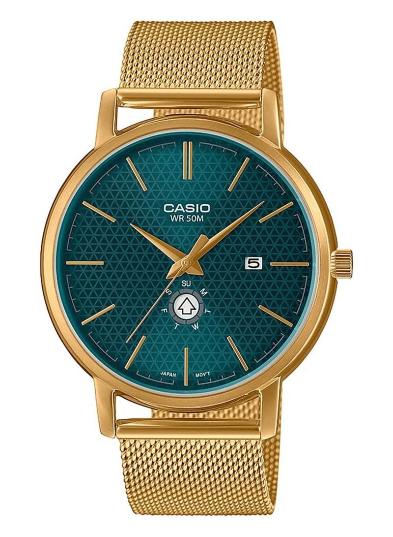 CASIO Men’s Analog Quartz Gold Stainless Steel Mesh Band Watch 41mm - MTP-B125MG-3AVDF - Image 1