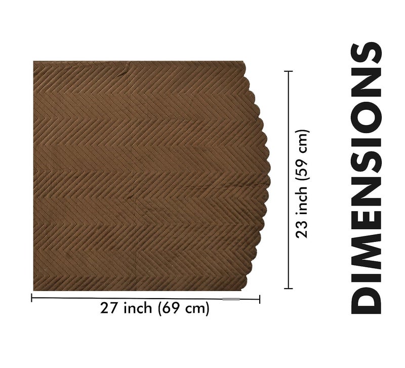 Yellow Weaves Velvet 1 Seater Quilted Sofa Chair Cover, Seat & Back Cover, Color - Dark Brown - Image 4