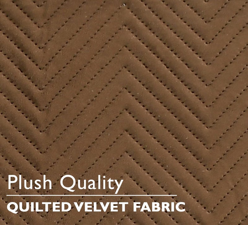 Yellow Weaves Velvet 1 Seater Quilted Sofa Chair Cover, Seat & Back Cover, Color - Dark Brown - Image 3
