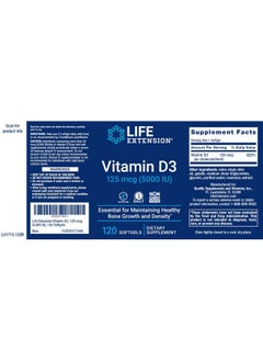 Life Extension Vitamin D3 5000 Iu 120 Softgels 125Mcg  - Image 3