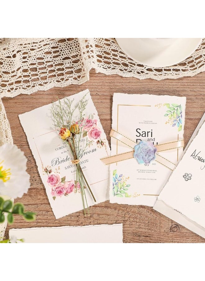 Prudiut - 25 Sheets Watercolor Paper, 300 GSM Deckled Edge Paper 4 x 6 inch Rough/Textured Handmade Paper Cotton Paper White Textured Paper for Watercolors, Wedding Invitations, Cards, Crafts - Image 1