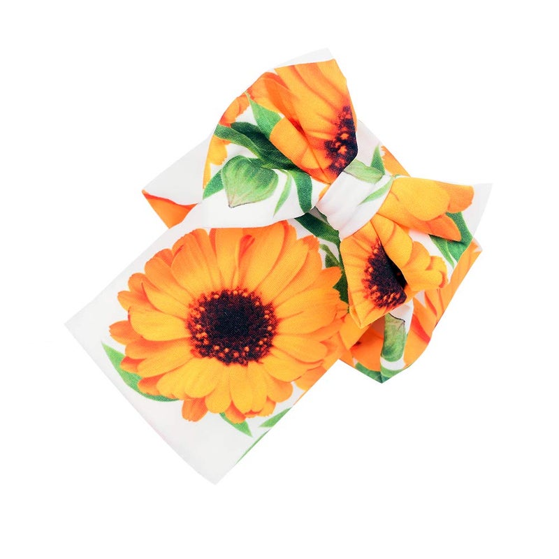 Galabloomer Newborn Receiving Blanket Headband Set Baby Flower Rose Swaddle with Big Bow (White Sunflower) - Image 4