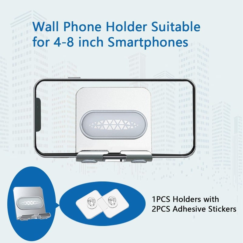 BICEUKI Shower Phone Holder with 2PCS Adhesive Stickers,Wall Mount Phone Stand for Bathroom,Kitchen,Office and More,Compatible with Smartphone (Silver－Gray) - Image 3