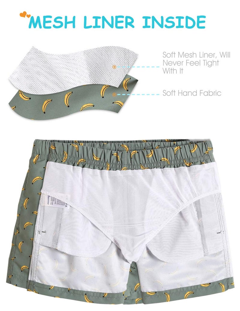 maamgic Boys Swim Trunks Toddler Swim Shorts Little Boys Bathing Suit Swimsuit Toddler Boy Swimwear,Banana-Matcha Green,4 T - Image 3