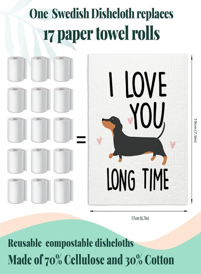 LARTSFRO Dachshund Dog Gifts Swedish Dishcloths for Kitchen, Dog Kitchen Towels, Dog Dish Towels, 4 Pack Swedish Dishcloths, Reusable Paper Towels Washable, Sponge Cloths - Image 2