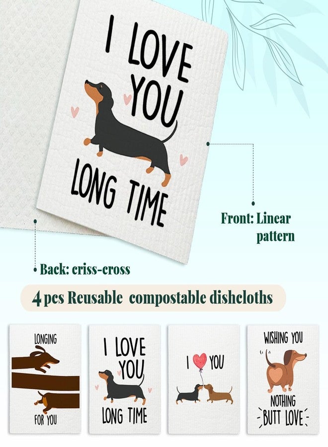 LARTSFRO Dachshund Dog Gifts Swedish Dishcloths for Kitchen, Dog Kitchen Towels, Dog Dish Towels, 4 Pack Swedish Dishcloths, Reusable Paper Towels Washable, Sponge Cloths - Image 3