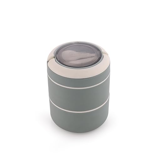 Ganesh Smart Stack 2 Layer Protable Lunch Box Stainless Steel Airtight Leak-Proof Lunch Box for Office, School, Picnic - Brown - 800ml - Image 2