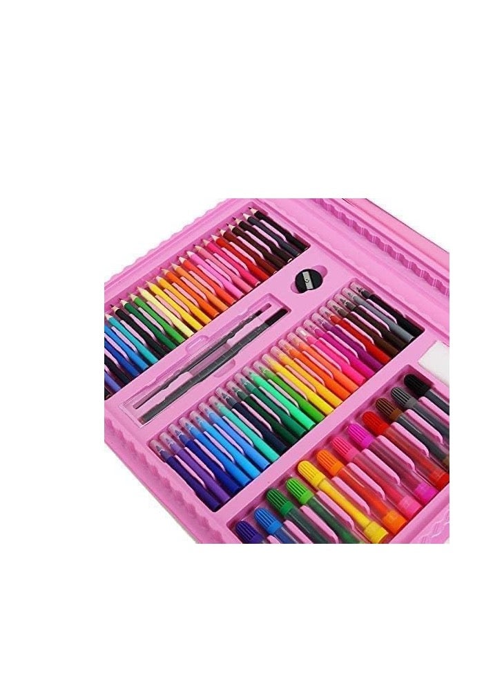 208 pieces of painting set, sketch art supplies, with double-sided three fold easel, oil painting stick, crayon, colored pencil, watercolor painting, suitable for children, teenagers, girls and boys, artist (pink) - Image 2
