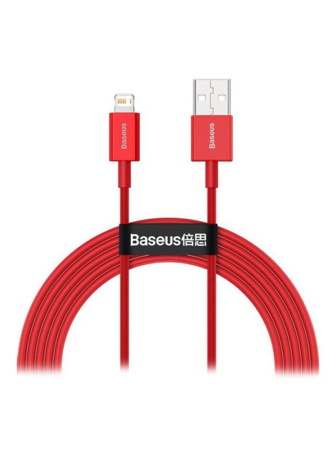 بيسوس كابل للشحن السريع ونقل البيانات من سلسلة سوبريور بمنفذ USB إلى Lightning بتيار 2.4 أمبير متوافق مع جهاز آيفون 11 و12 و13 برو ماكس وميني وXS وX و8 و7 و6 و5 وSE وآي باد وغير ذلك (بطول مترين) أحمر - Image 1