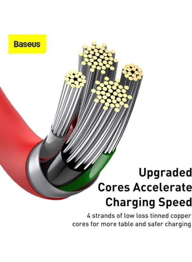 بيسوس كابل للشحن السريع ونقل البيانات من سلسلة سوبريور بمنفذ USB إلى Lightning بتيار 2.4 أمبير متوافق مع جهاز آيفون 11 و12 و13 برو ماكس وميني وXS وX و8 و7 و6 و5 وSE وآي باد وغير ذلك (بطول مترين) أحمر - Image 4