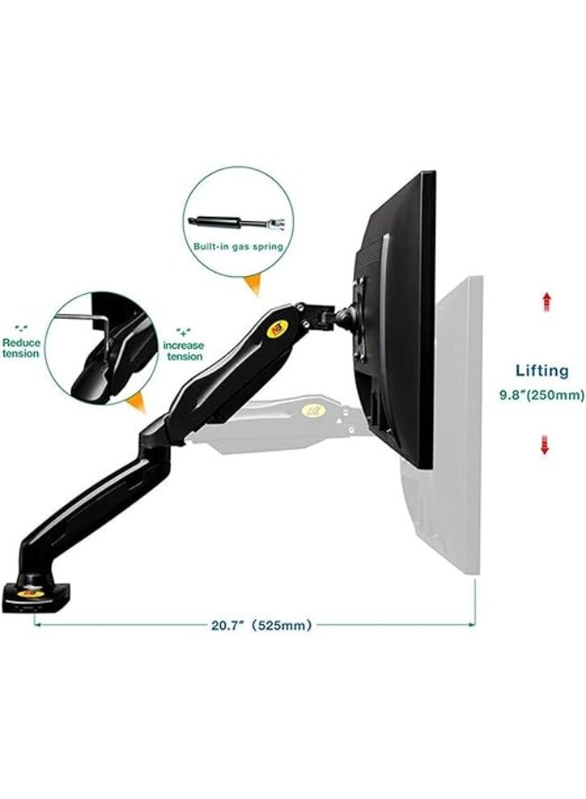 NB NORTH BAYOU NB F80 Gas Spring Monitor Arm – Adjustable Desk Mount for 17–27” Screens – Full Motion TV & PC Monitor Stand – Supports 2–6.5 kg – Sleek & Flexible Design - Image 5