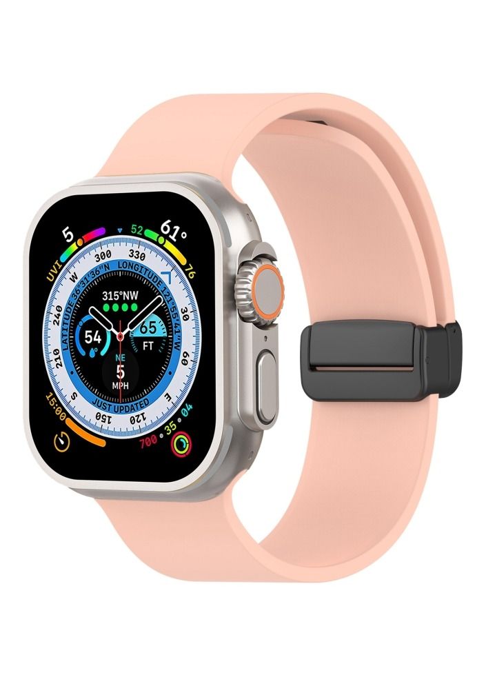 vesus Magnetic Black Buckle Smooth Silicone Watch Band For Apple Watch Ultra 49mm - Image 1