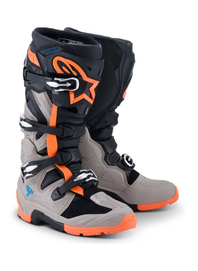 ALPINESTARS TECH 7 ENDURO BOOTS BLACK/WARM GRAY/ORANGE FLUO - Image 1