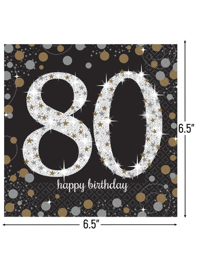 Amscan International 9901721 33 cm Gold Celebration 80th Luncheon Napkins - Image 2