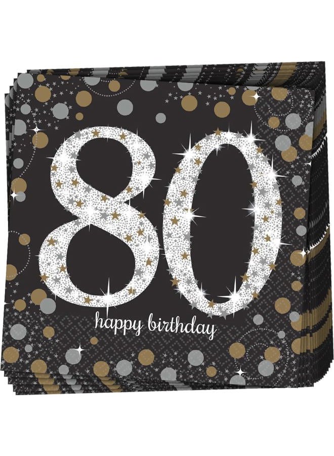 Amscan International 9901721 33 cm Gold Celebration 80th Luncheon Napkins - Image 1