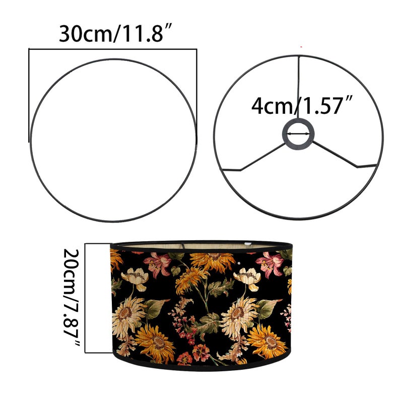 Yuqim Floral Lamp Shade E27 Vintage Flower Patterned Lampshade 11.8" x 7.9" Printed Lamp Shade for Floor Chandelier Table Lamps(Daisy) - Image 2