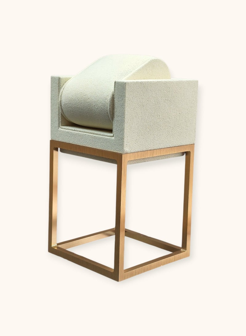 Al Seraj Luxury Medium Watch Display Stand Beige with Gold Metal Base | Premium Microfiber Watch Holder with Removable Cushion | Elegant Watch Organizer for Jewelry Display, Retail Showcase & Gift Use - Image 4