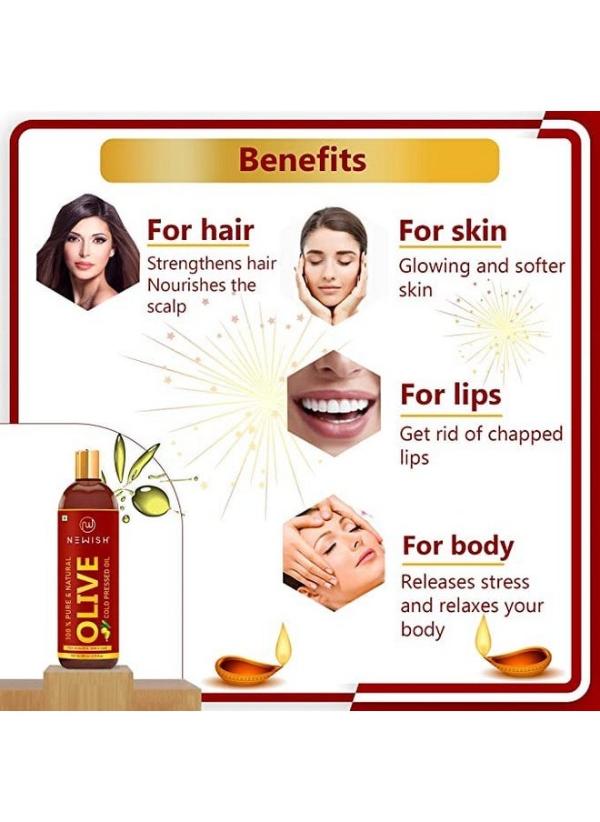 Newish - Pure Aloe Vera Gel For Face Glow, Hair Growth & Skin Moisturizer For Women & Men, 130 Ml & Pure Cold Pressed Olive Oil For Hair And Skin,200Ml - Image 1