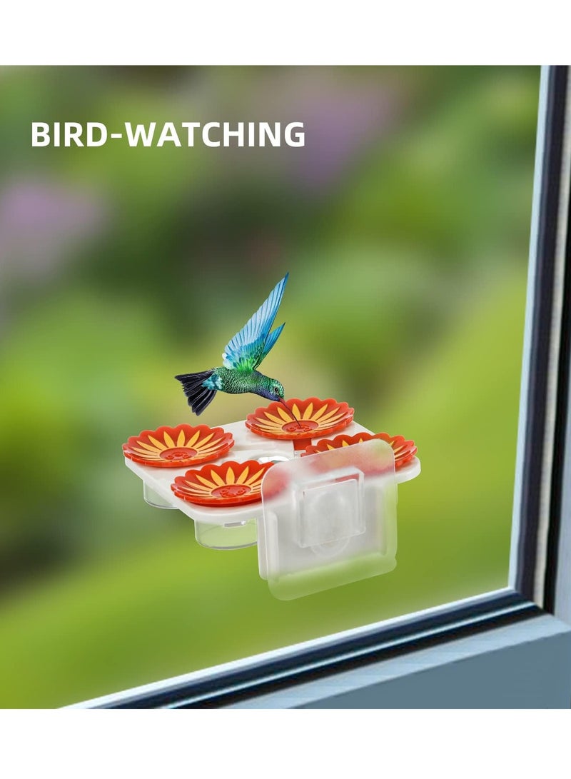 Excefore Window Hummingbird Feeder, Portable Handheld Feeders for Hummingbird, 4 Individual Feeders, 1 Strong Suction Cup, 1 Mount Base, Hummingbird Feeders for Outdoors - Image 2