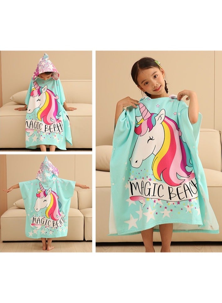 Heyla Children's raincoat hooded towel, quick drying children's bath towel. (Purchase and receive 1 backpack, backpack color is random)  - Image 2