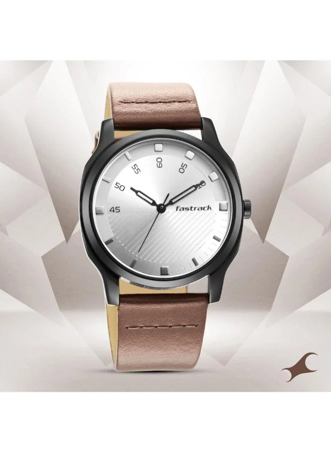 fastrack Men's Leather Analog Watch 3255NL02 - 42 mm