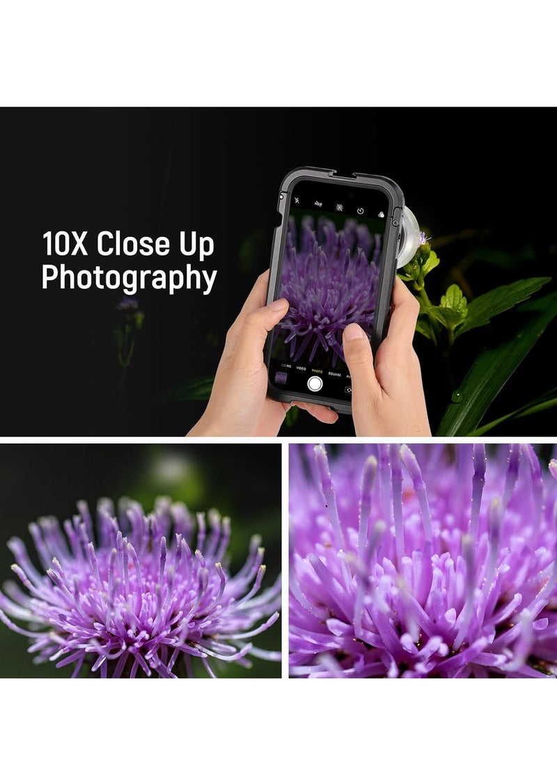 Generic - 10X HD Macro Lens for Phones with Detachable Diffuser Hood, Compatible with 17mm Thread Backplate for SmallRig iPhone and Samsung Phone Cages with 17mm Lens Adapter. - Image 1