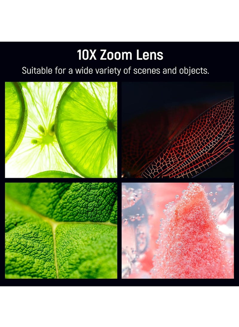 Generic - 10X HD Macro Lens for Phones with Detachable Diffuser Hood, Compatible with 17mm Thread Backplate for SmallRig iPhone and Samsung Phone Cages with 17mm Lens Adapter. - Image 1