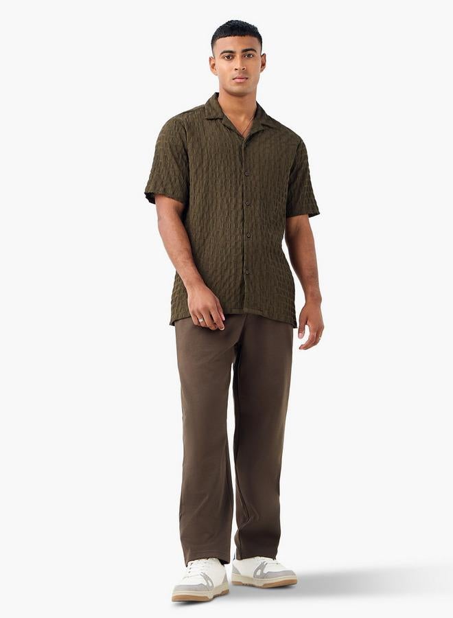 Splash FAV Regular Fit Dobby Textured Shirt with Camp Collar and Short Sleeves - Image 2