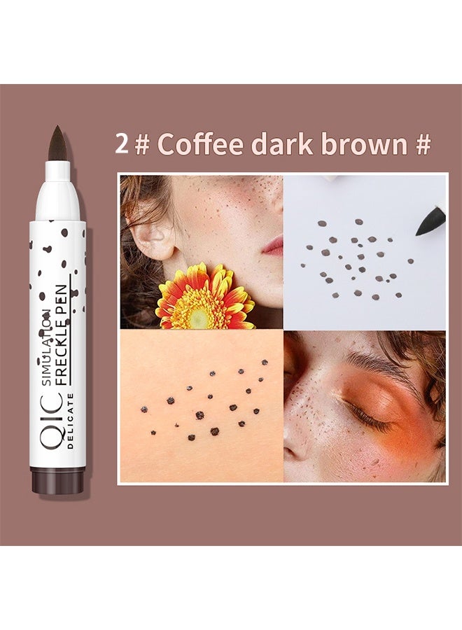 كيو اي سي قلم محاكاة النمش ، قلم رصاص كونتور مزدوج الطرف كراميل بني فاتح قلم رصاص نمش طبيعي سهل التطبيق بدون إزالة مكياج بقلم رصاص مقاوم للماء ومقاوم للعرق مكياج 2 # قهوة بني غامق - Image 2