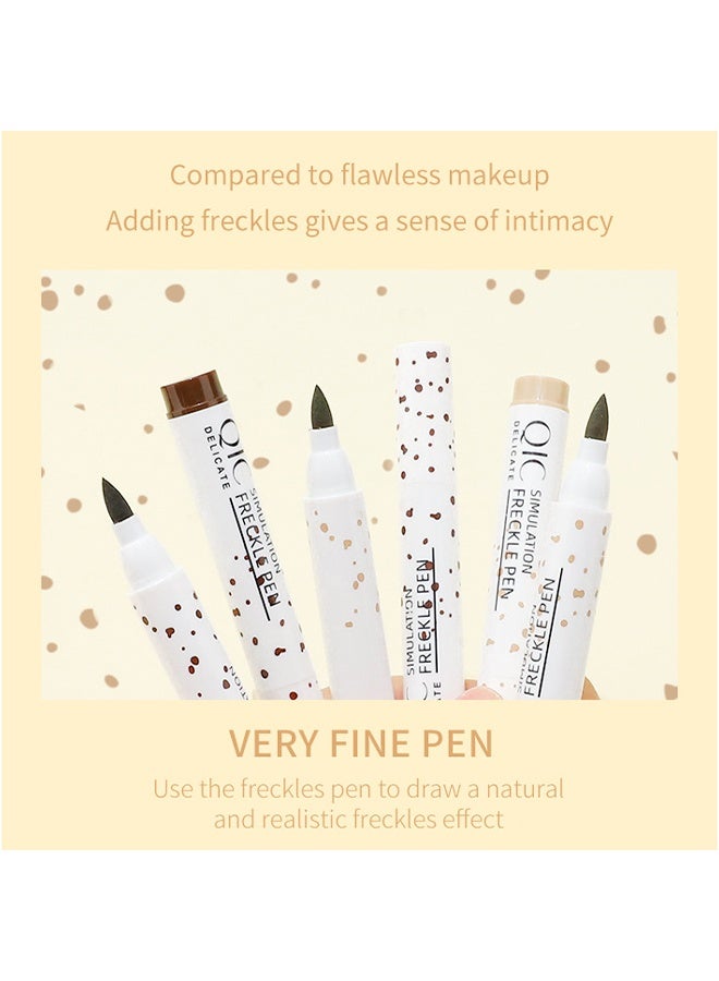 كيو اي سي قلم محاكاة النمش ، قلم رصاص كونتور مزدوج الطرف كراميل بني فاتح قلم رصاص نمش طبيعي سهل التطبيق بدون إزالة مكياج بقلم رصاص مقاوم للماء ومقاوم للعرق مكياج 2 # قهوة بني غامق - Image 4