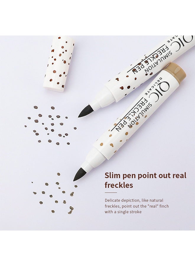 كيو اي سي قلم محاكاة النمش ، قلم رصاص كونتور مزدوج الطرف كراميل بني فاتح قلم رصاص نمش طبيعي سهل التطبيق بدون إزالة مكياج بقلم رصاص مقاوم للماء ومقاوم للعرق مكياج 2 # قهوة بني غامق - Image 3