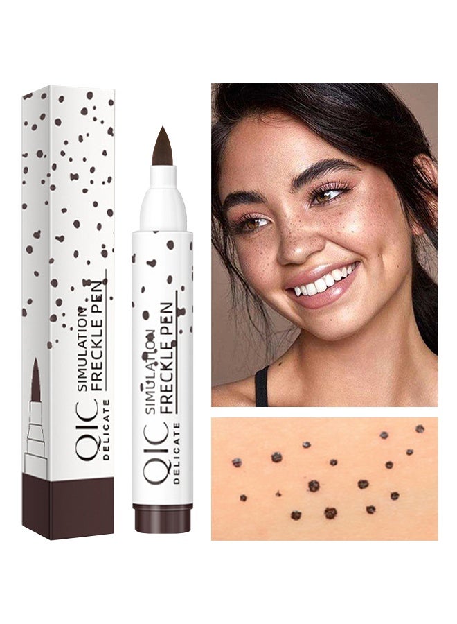 كيو اي سي قلم محاكاة النمش ، قلم رصاص كونتور مزدوج الطرف كراميل بني فاتح قلم رصاص نمش طبيعي سهل التطبيق بدون إزالة مكياج بقلم رصاص مقاوم للماء ومقاوم للعرق مكياج 2 # قهوة بني غامق - Image 1
