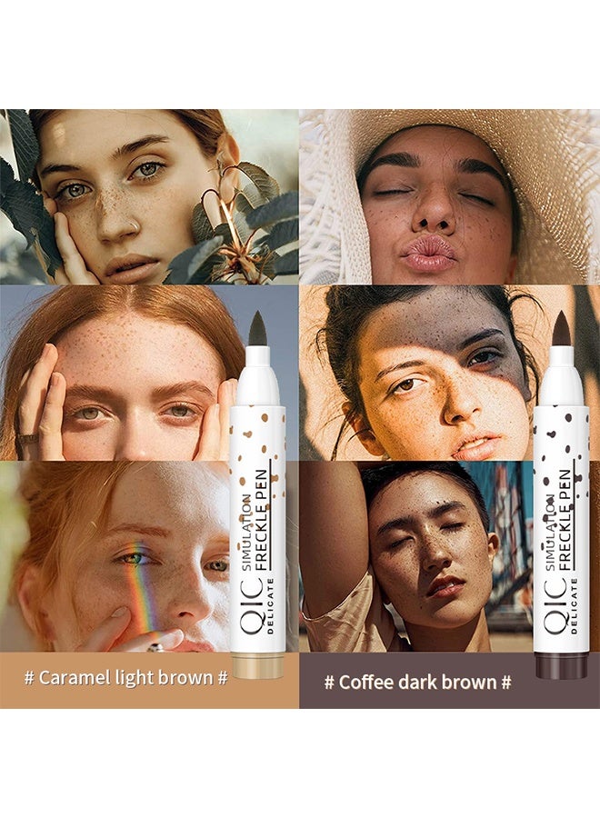 كيو اي سي قلم محاكاة النمش ، قلم رصاص كونتور مزدوج الطرف كراميل بني فاتح قلم رصاص نمش طبيعي سهل التطبيق بدون إزالة مكياج بقلم رصاص مقاوم للماء ومقاوم للعرق مكياج 2 # قهوة بني غامق - Image 5