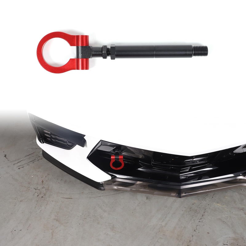 Car Front Bumper Tow Hook Compatible with Chevrolet Corvette C8 20202024 Racing Style Front Bumper Trailer Ring Towing Tow Hook Screw Trailer Hitch Accessories Red