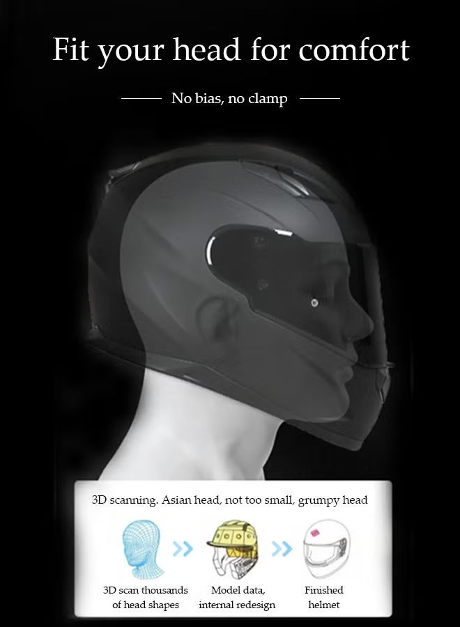 Helmet Motorcycle Full Face Helmet with Adjustable Visor,Air Vent Anti-Fog Lens ABS Shell,Rider Equipment Four Seasons Touring for Adults,Mountain & Road Bike Helmet - Image 4