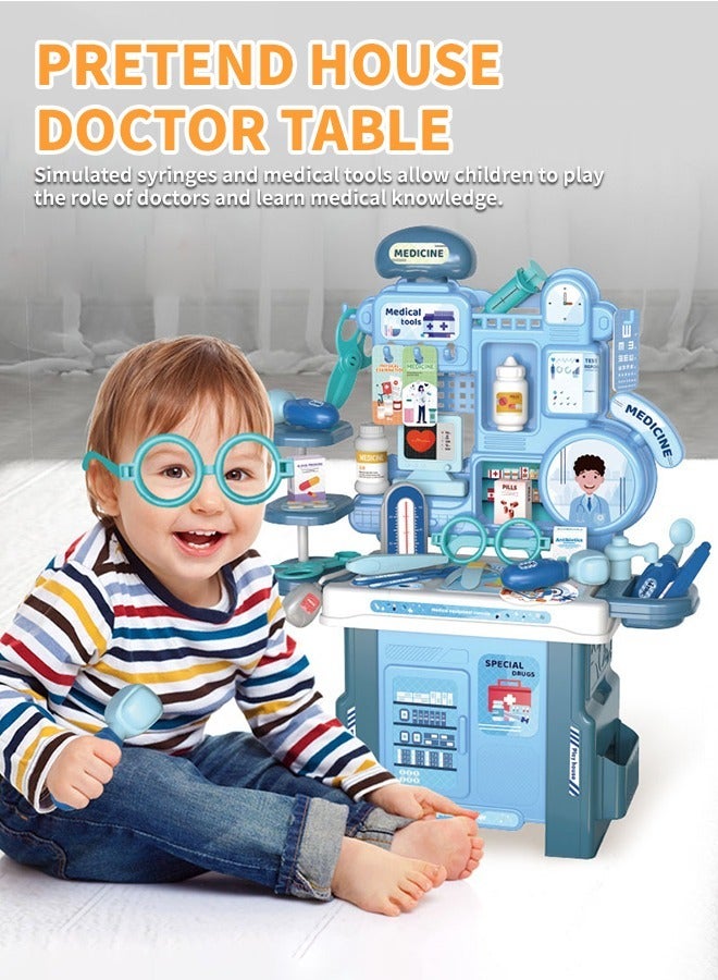 42-Piece Doctor Play Set for Kids (Blue), Pretend Play Medical Kit with Stethoscope & Accessories, Educational Role Play Toys for Children - Image 2