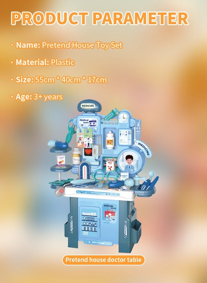 42-Piece Doctor Play Set for Kids (Blue), Pretend Play Medical Kit with Stethoscope & Accessories, Educational Role Play Toys for Children - Image 4